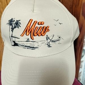 Beige Adjustable Cap with Metal Clasp Muv Florida's Finest Surfer Cap